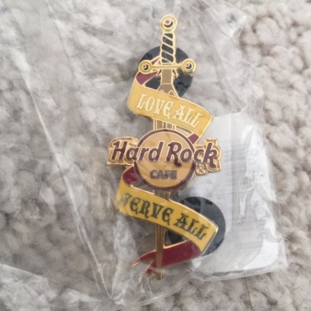 Hard Rock Cafe Love All Serve All Dagger Sword Pin